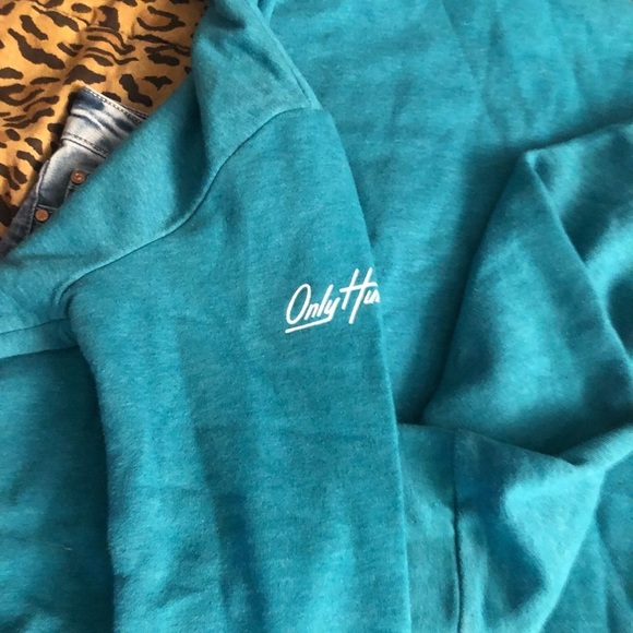 Only Human oversized small blue BE KIND hooded sweatshirt kangaroo pocket - Picture 10 of 11